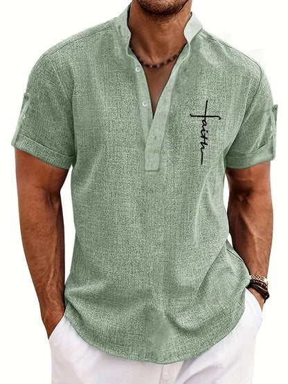 Mario™ | Camisa elegante de manga corta y cuello alto