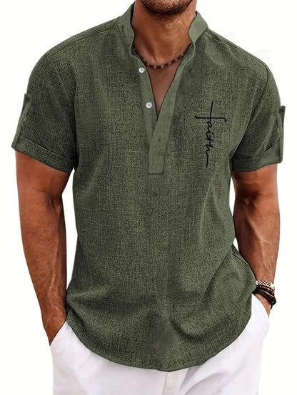 Mario™ | Camisa elegante de manga corta y cuello alto