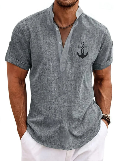 Mario™ | Camisa elegante de manga corta y cuello alto