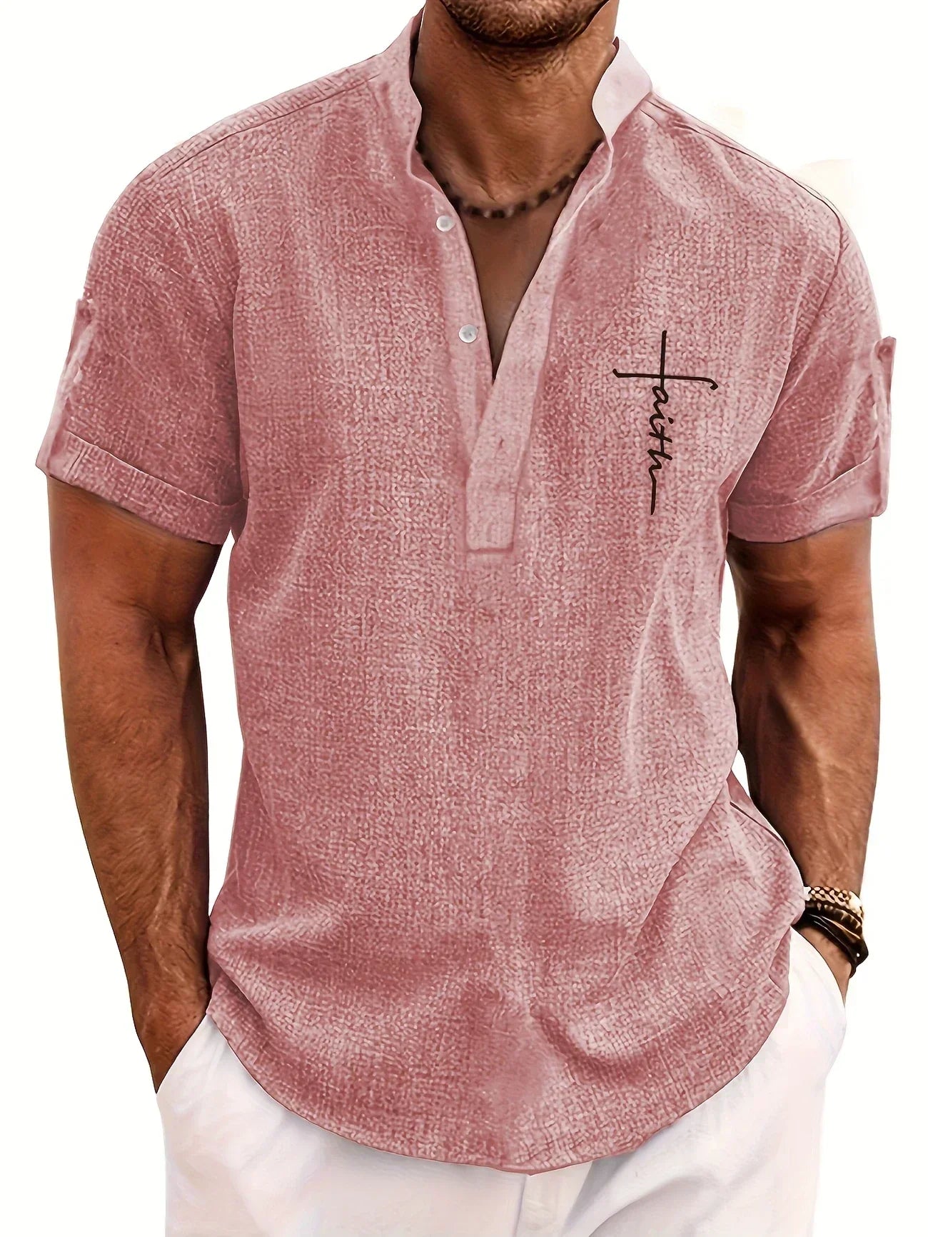 Mario™ | Camisa elegante de manga corta y cuello alto