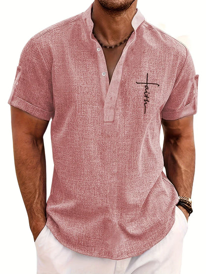 Mario™ | Camisa elegante de manga corta y cuello alto