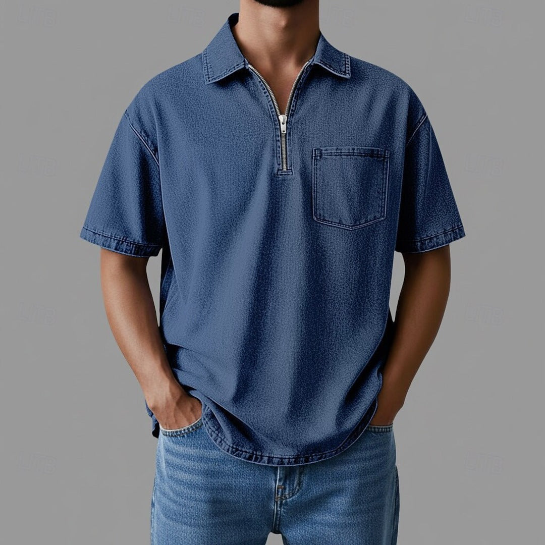 Denton - Camisa de denim con cremallera