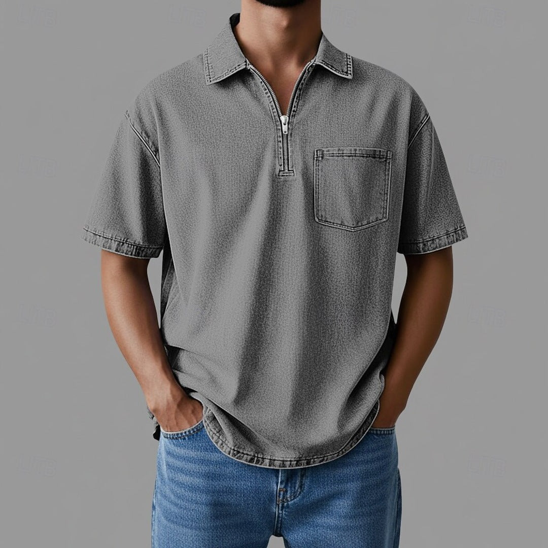 Denton - Camisa de denim con cremallera
