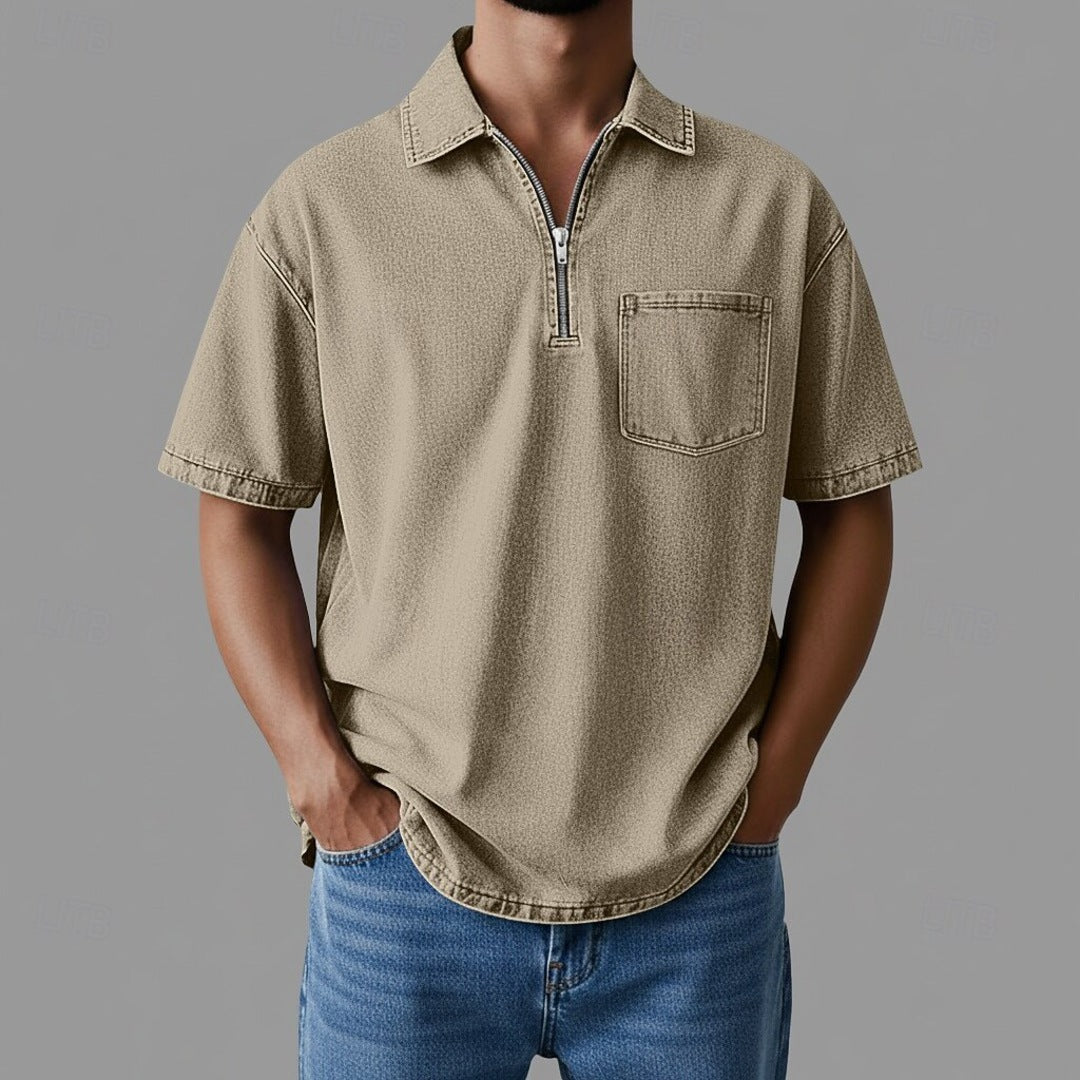 Denton - Camisa de denim con cremallera