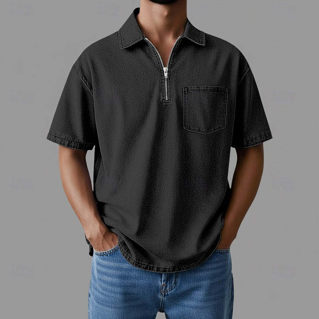 Denton - Camisa de denim con cremallera