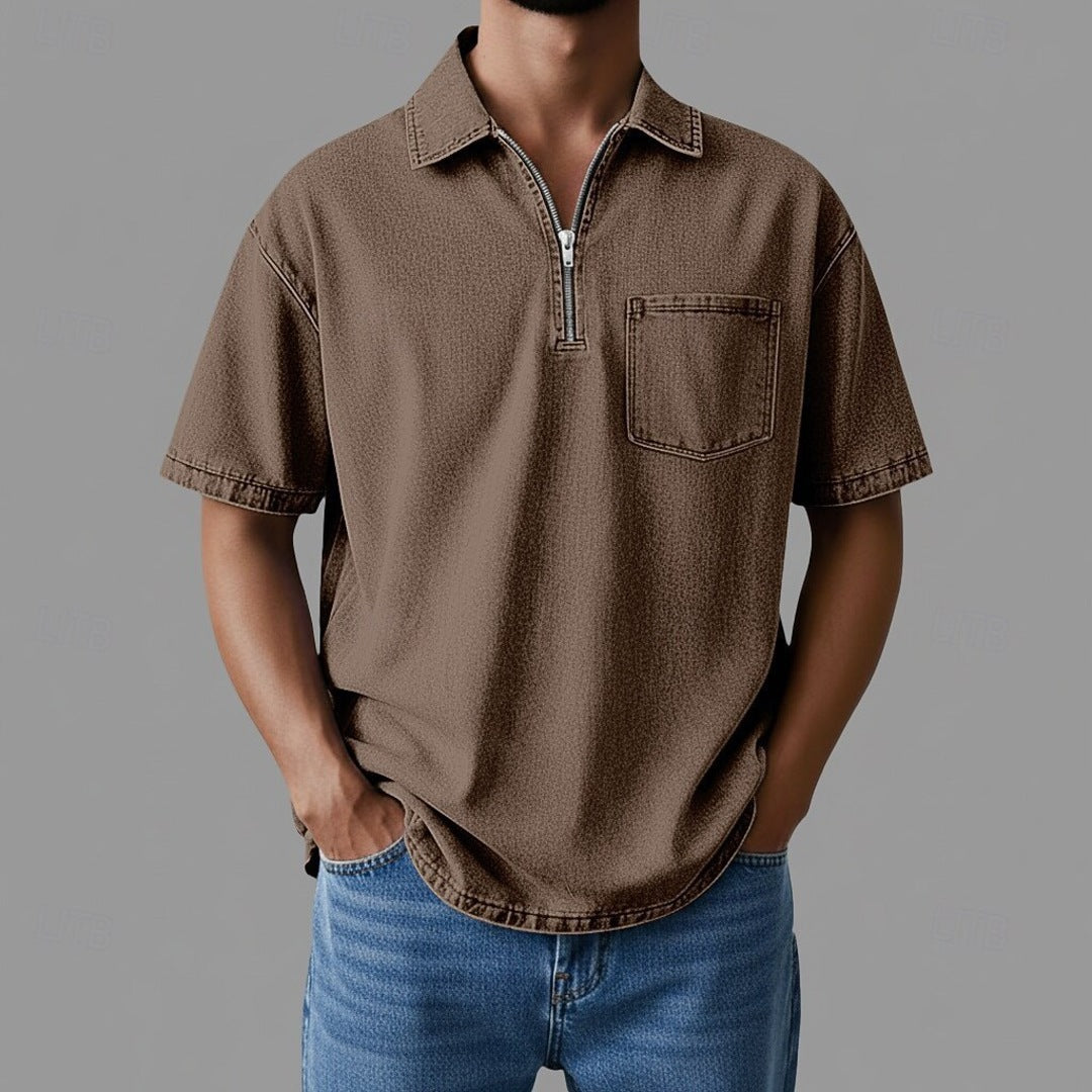 Denton - Camisa de denim con cremallera