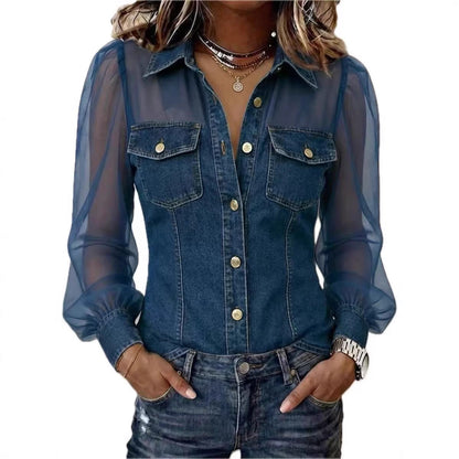 Élodie | Blusa elegante con efecto denim