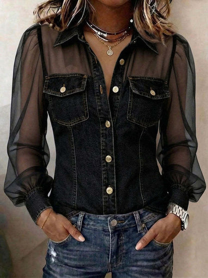 Élodie | Blusa elegante con efecto denim