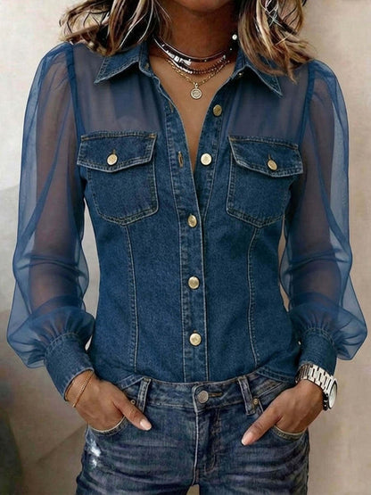 Élodie | Blusa elegante con efecto denim