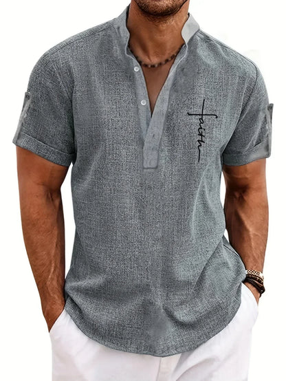 Mario™ | Camisa elegante de manga corta y cuello alto