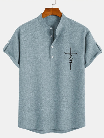Mario™ | Camisa elegante de manga corta y cuello alto