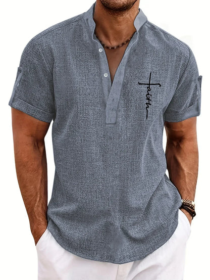 Mario™ | Camisa elegante de manga corta y cuello alto