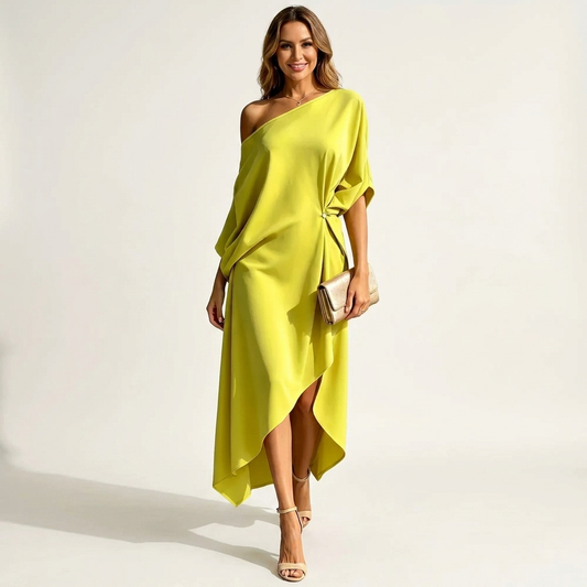 Orlean | Vestido Midi Asimétrico de Un Hombro