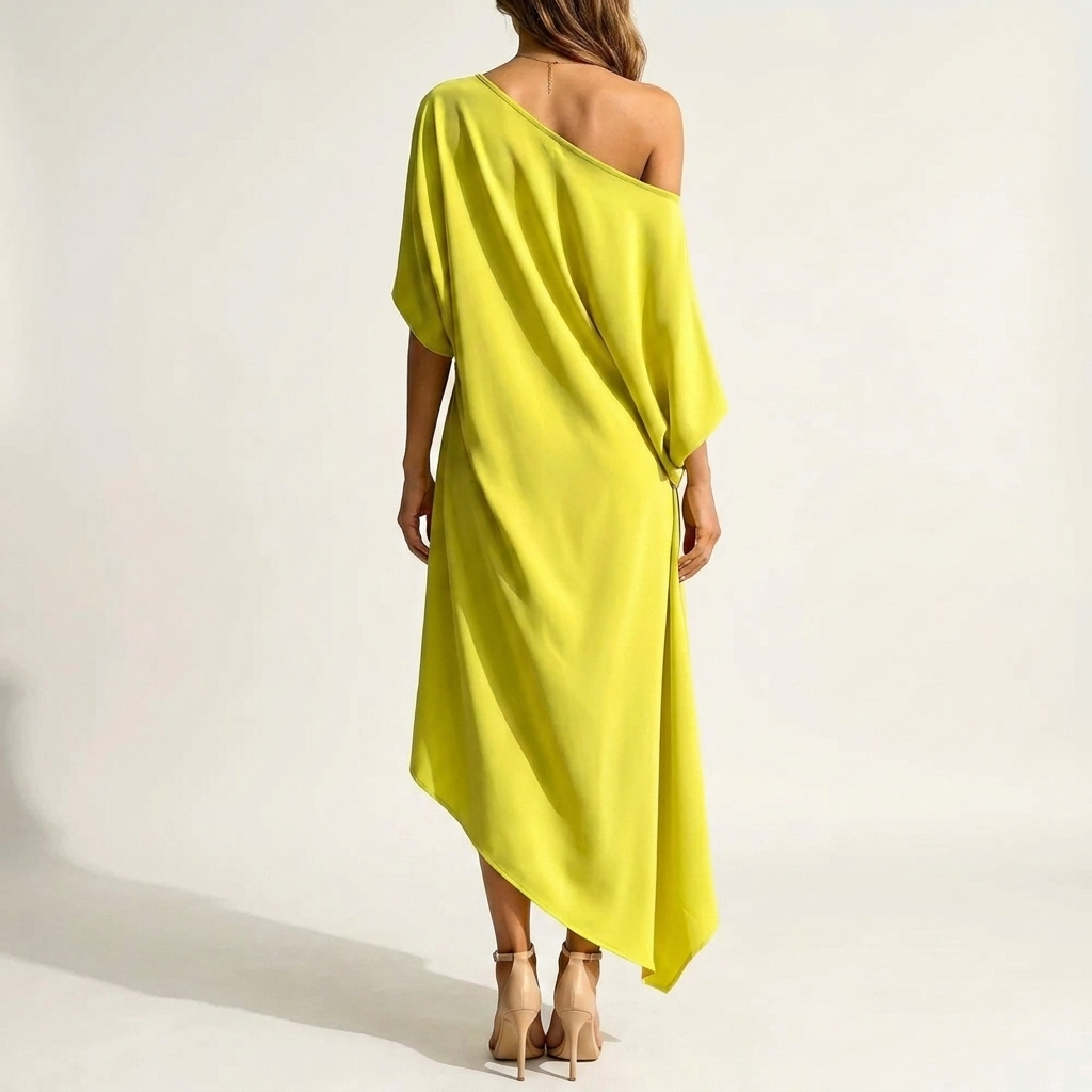 Orlean | Vestido Midi Asimétrico de Un Hombro
