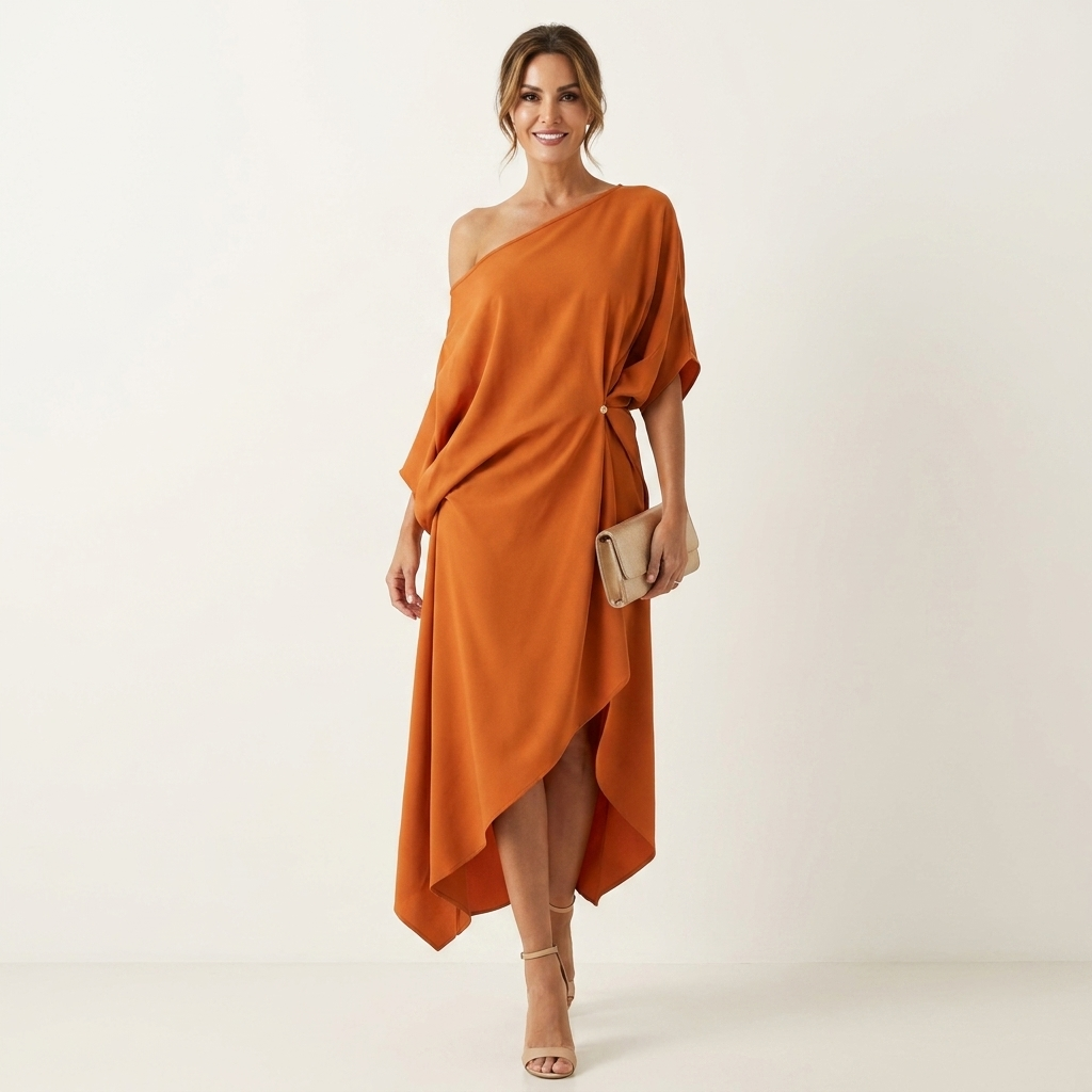 Orlean | Vestido Midi Asimétrico de Un Hombro