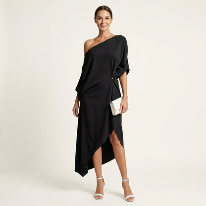 Orlean | Vestido Midi Asimétrico de Un Hombro